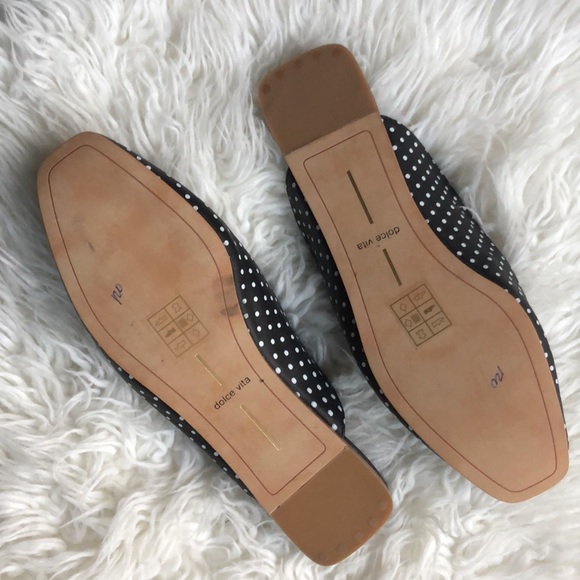 NEW Dolce Vita BRIE Women's Black/White Polka Dots Leather Flats - Picture 5 of 6